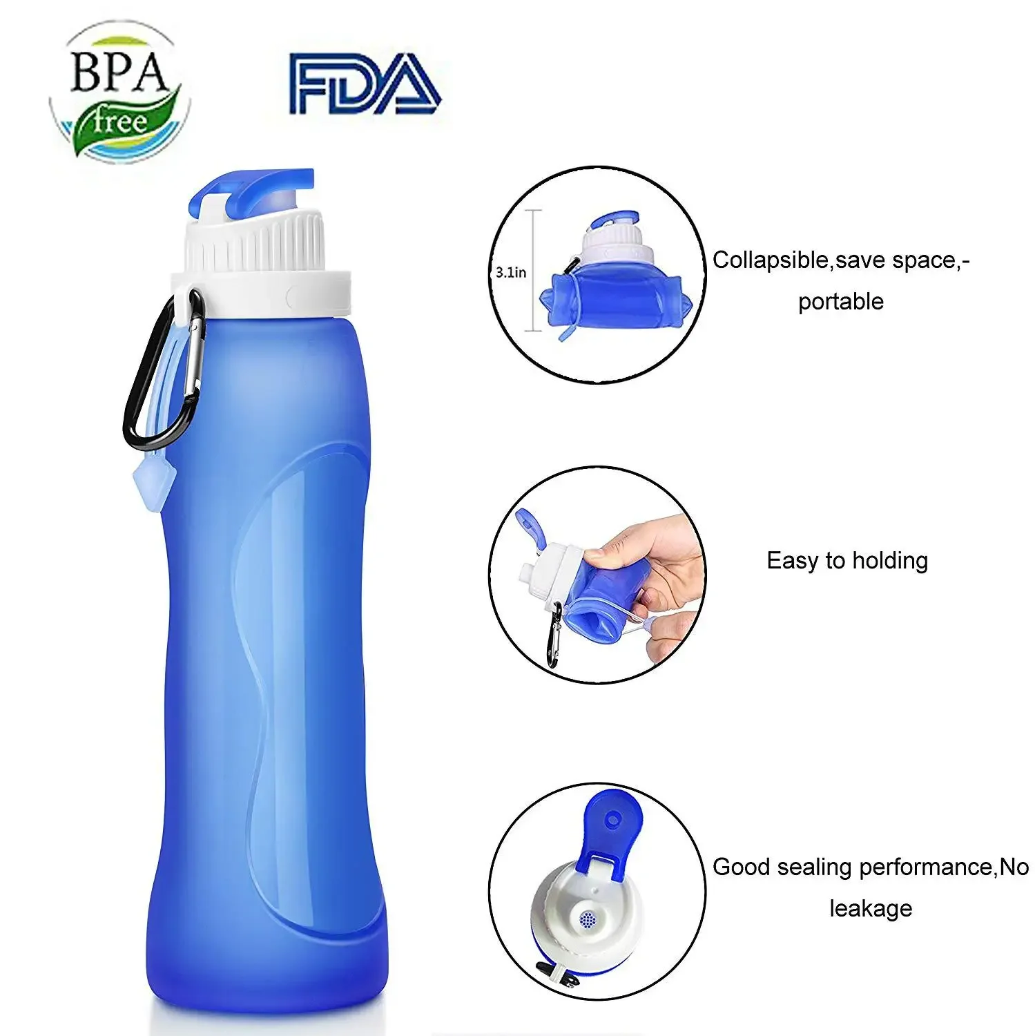 Botella de agua de silicona de 500ml, taza portátil plegable, botellas ligeras para beber, ciclismo, viajes, deportes al aire libre