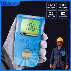 CCEsafety GC210 Gas Detector Portable Gas Analyzer (H2S,CO,LEL,O2) Gas Monitor Rechargeable LCD Display Explosion-Proof For Work