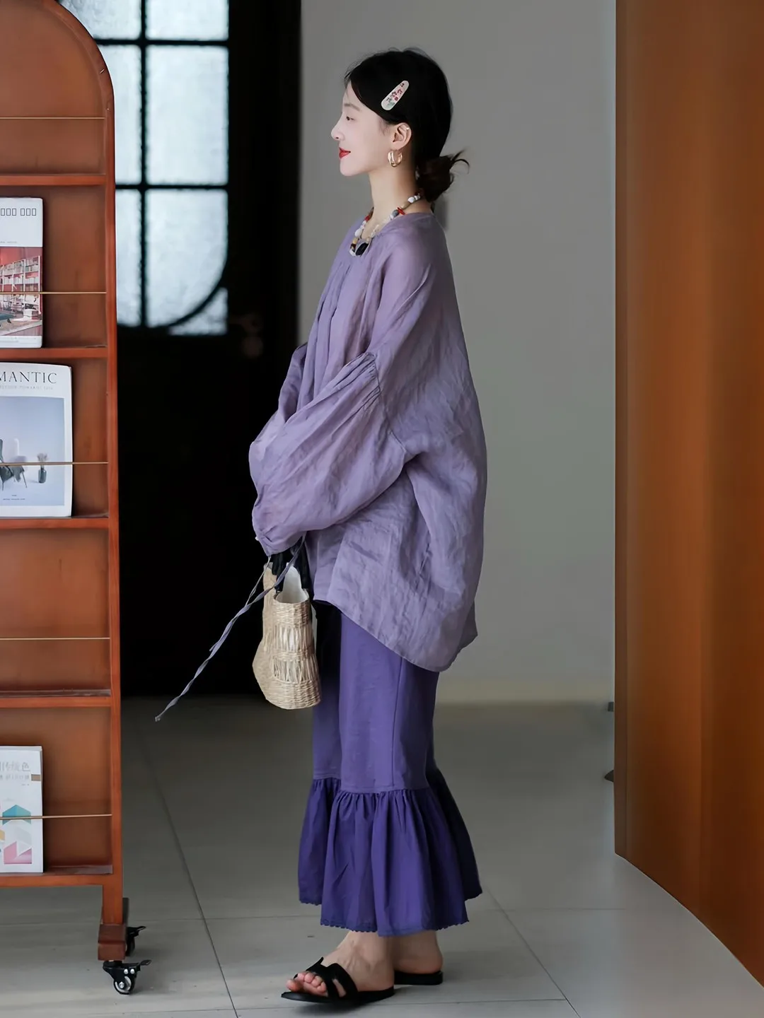 

Женский легкий дышащий топ из конопляной ткани с круглым вырезом и завязками, весна-лето, новинка, повседневный свободный крой, длинный рукав