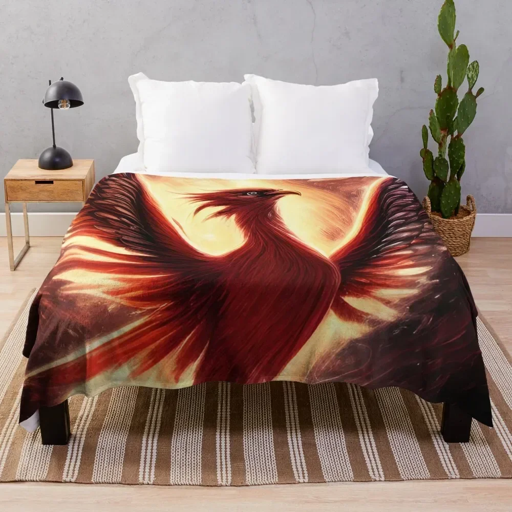 

Red Phoenix Fantasy Mythical Creature Throw Blanket