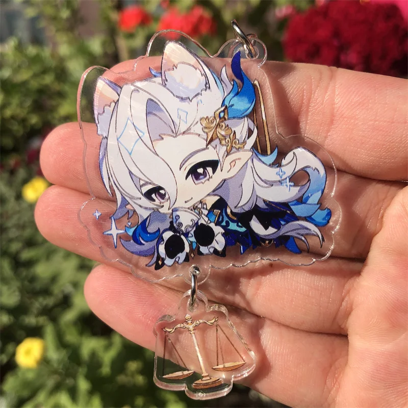 Genmin Impact schapette keychain、アニメゲームペンダント、バックパックアクセサリー、バッジ