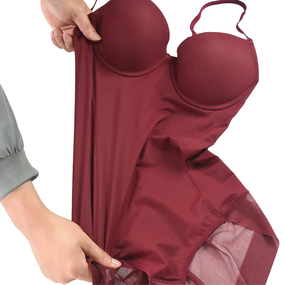 Weißer Bügel-Bodysuit für Damen, formgebend, dehnbar, einfarbig, seidig, Unterwäsche, Bodysuits, Shapewear – Detail 13