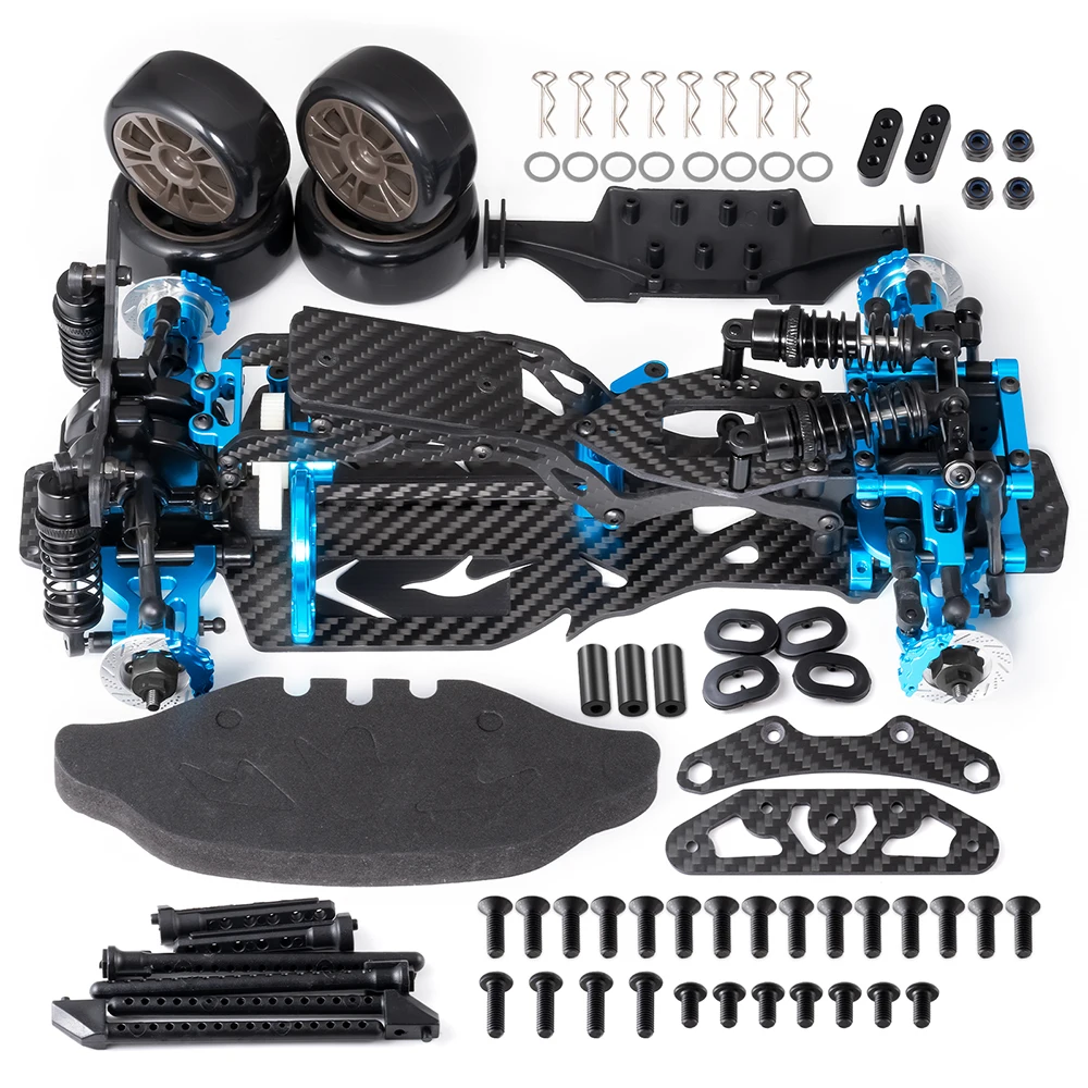 YEAHRUN Metal&CF Chassis Frame Assembled Set MR Middle-Engine, Rear-Drive for 1/10 Sakura D5 Upgrade Parts
