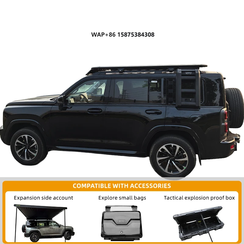 

High Quality Compact Car Roof Rack Platform with Rear Ladder Collapsible Aluminium Alloy Screw Mounting for Travel Luggage