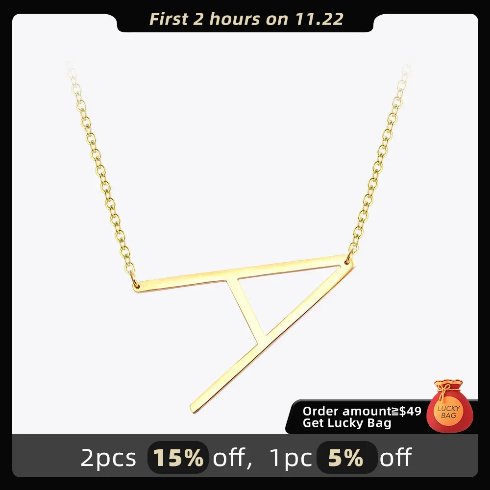 EnFashion Letter Necklaces Alphabet Initial Pendants Necklace Gold Color Stainless Steel Choker Necklace for Women Jewelry