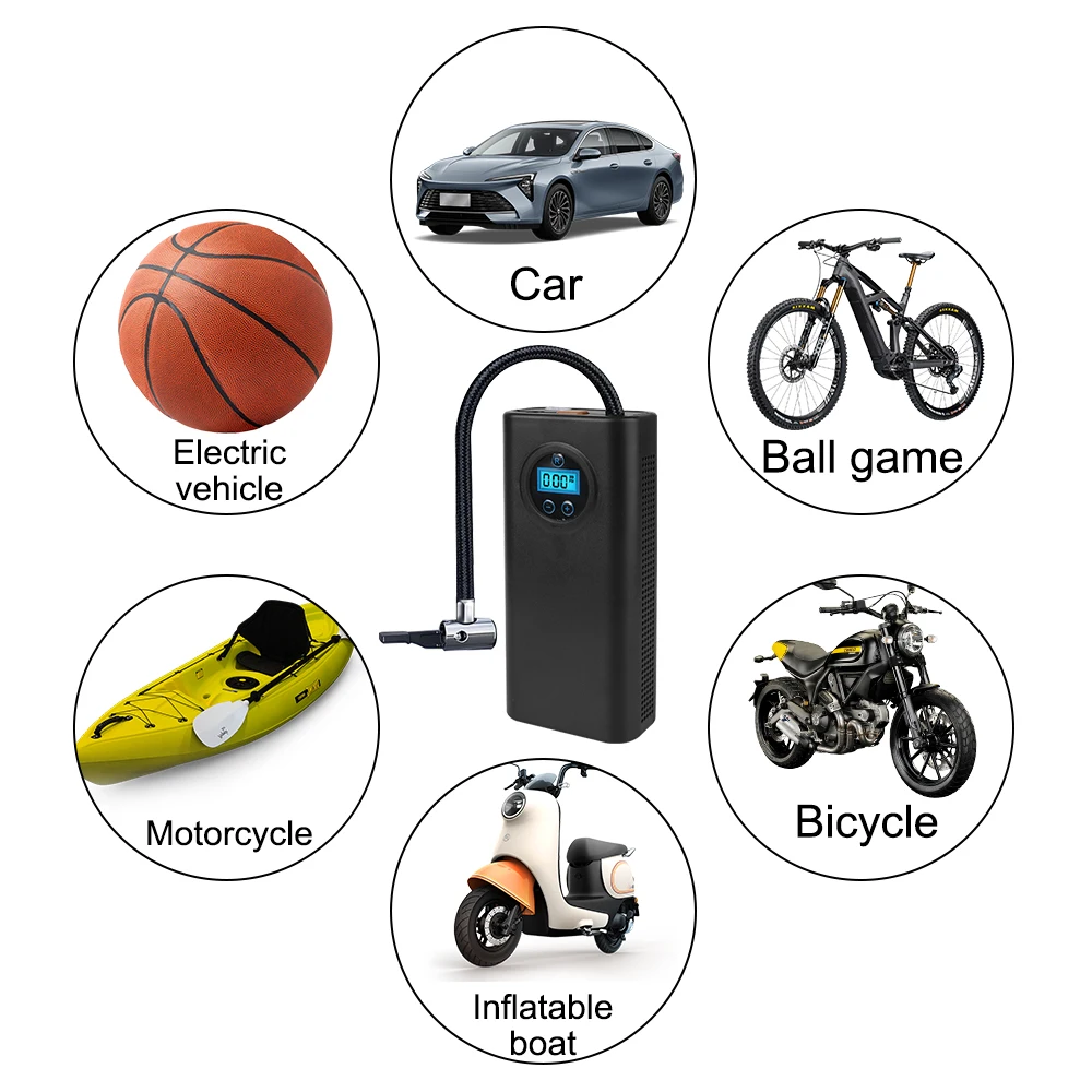 Car Electrical Air Pump For Car Mounted Motorcycle Bicycle Ball Auto Inflator Air Compressor Wireless Tire Inflation Pump