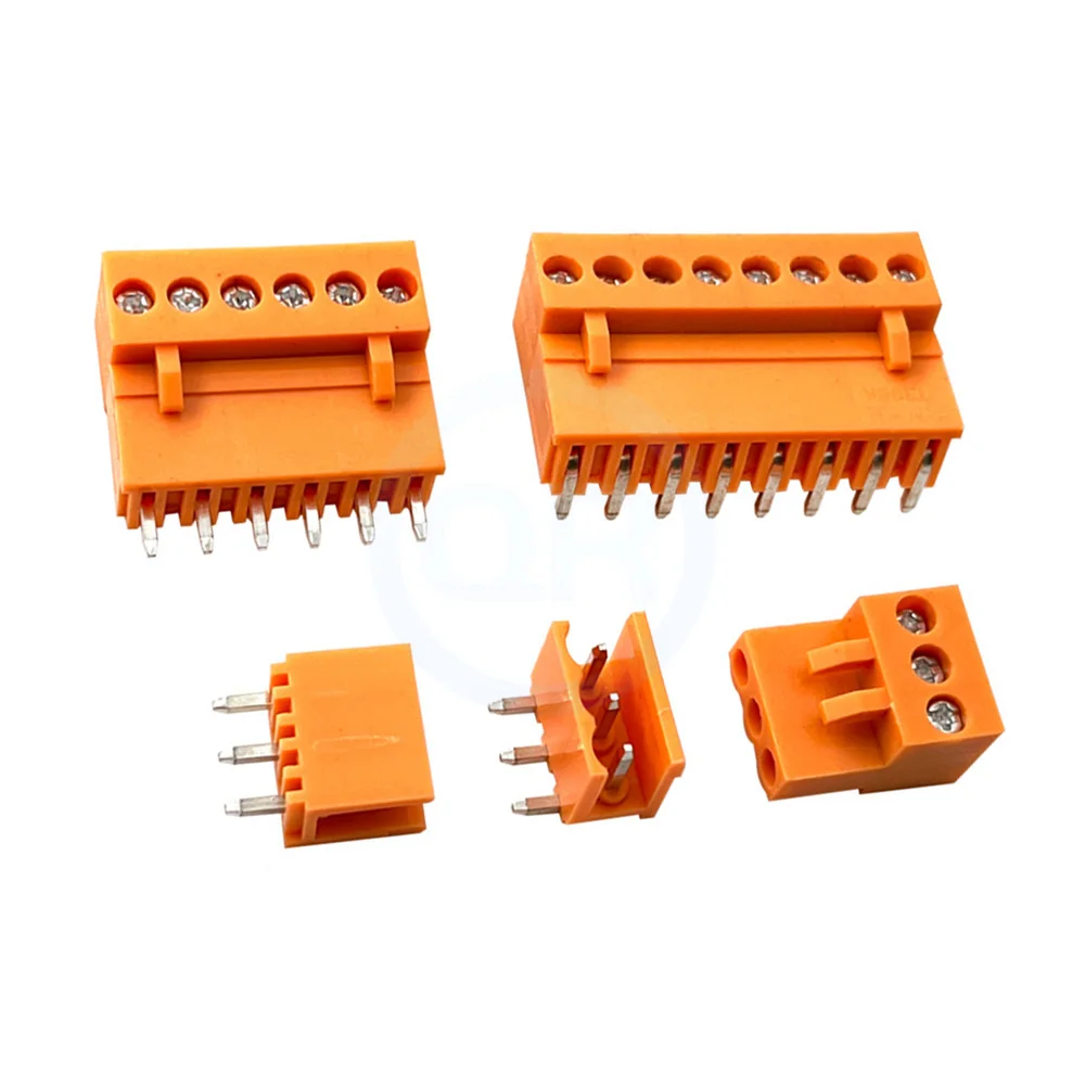 (10PCS) KF HT 3.96MM Green Orange HT396V HT396R 3.96 Plug-in PCB Terminal Block with Straight Pin Right Angle Plug 2-12Pin