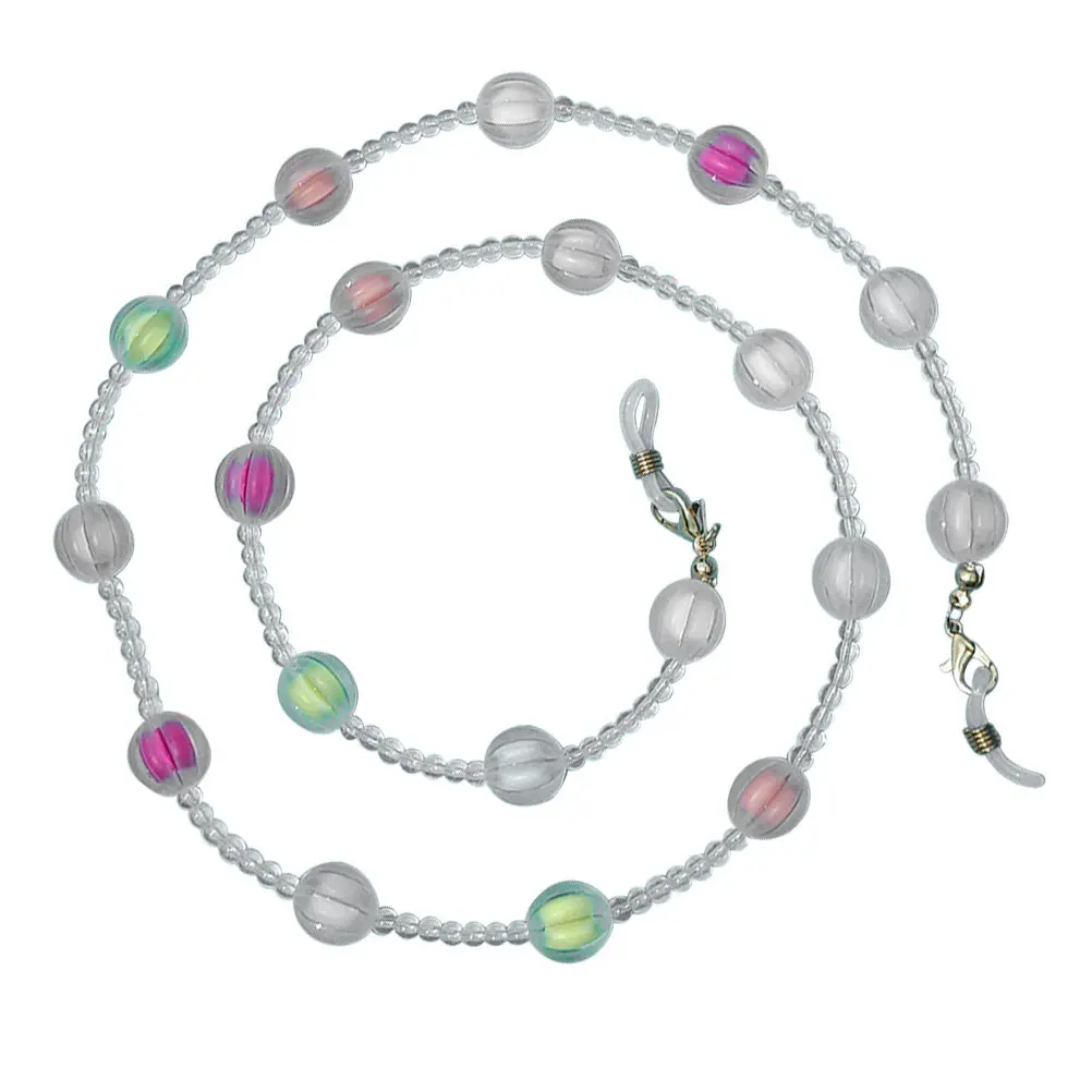 Halloween Pumpkin Shape Crystal Mask Chain Eyeglasses Chain Bead Necklace Assorted Color Anti-Skid for Sports Sunglasses Reading