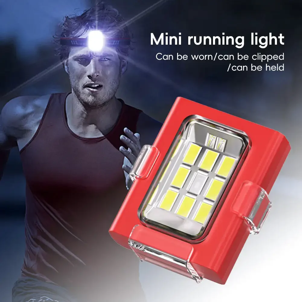 Faro LED multifuncional portátil, lámpara recargable por USB con Clip para tapa, para exteriores, correr por la noche, pescar y acampar, novedad, 1 unidad