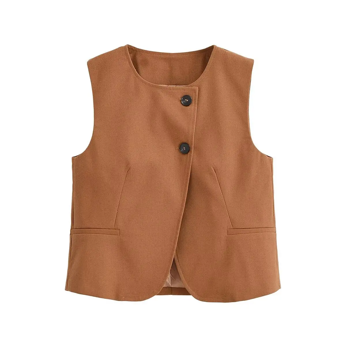 Fashionable Sleeveless Double-breasted Wide Leg Pants Set Women's Cross-border Clothing Casual Pure Color Organic Cotton