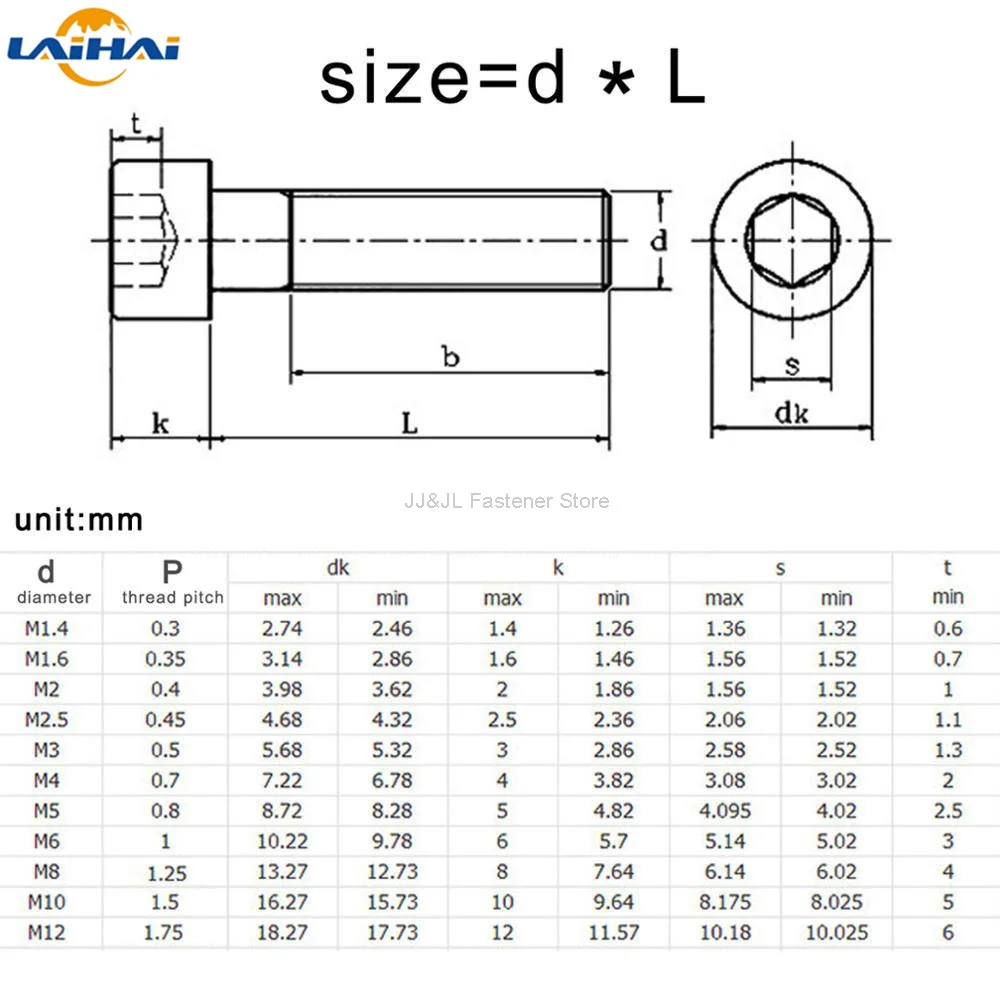 Tornillo de cabeza hexagonal DIN912 de acero inoxidable, tapa de perno Allen, color negro, grado 304, M3, M4, M5, M6, M8, 12,9, A2, L = 4-120mm, 10 unidades