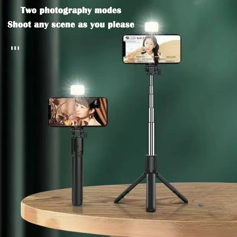 Selfie Stick wireless Bluetooth con luce di riempimento e telecomando, supporto treppiede estensibile compatibile con smartphone iPhone Android