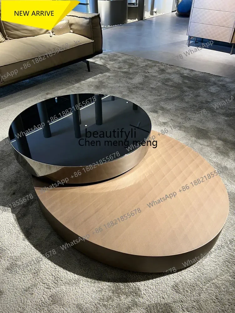 

zz185Light Luxury Designer Coffee Table Living Room Home round Tempered Glass Creative Combination Rotating Tea Table