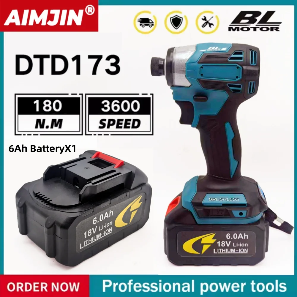 For Makita DTD173 Brushless Electric Screwdriver 220N.m Auto Repair Impact Driver Tool for 18V Battery