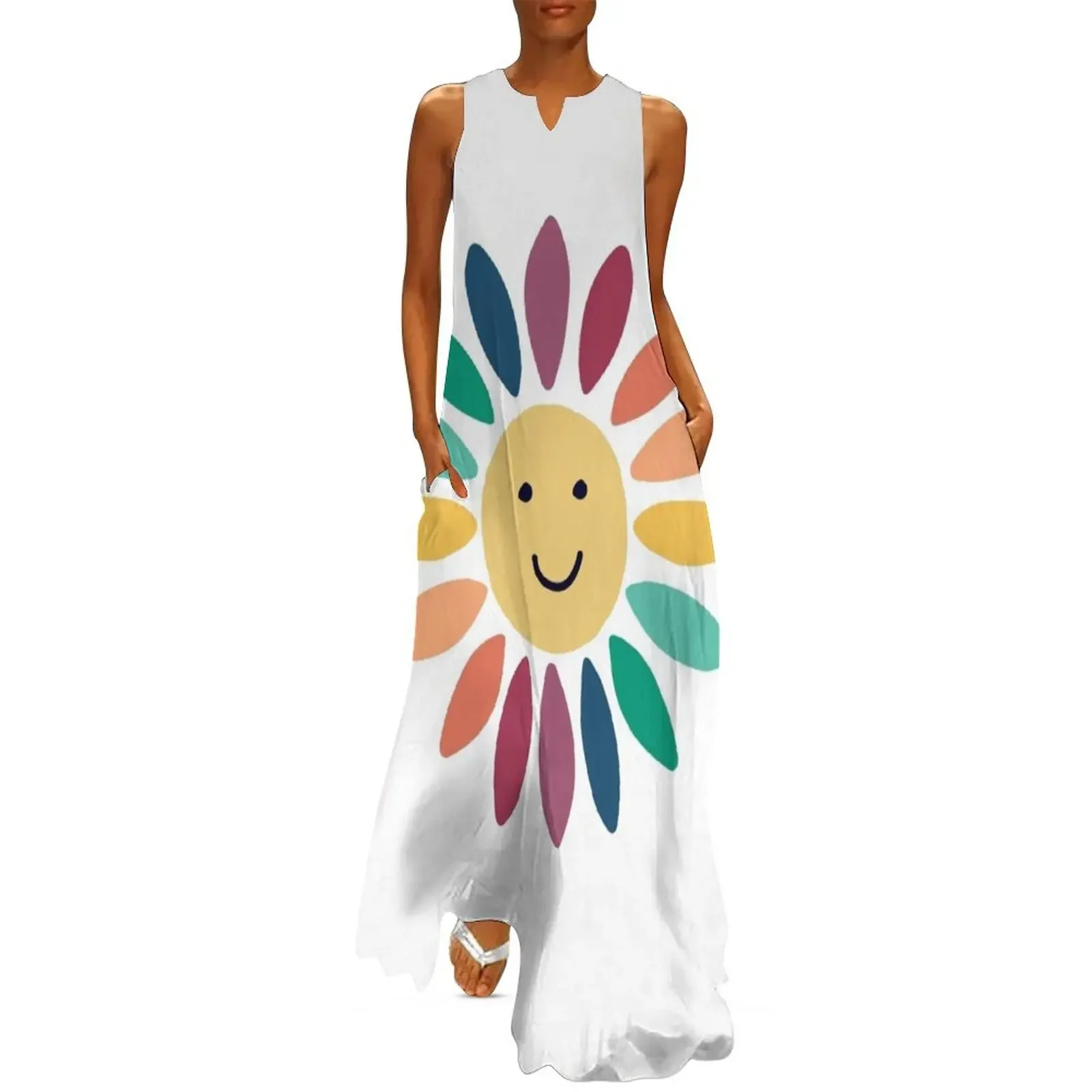 

Happy Flower Long Dress summer dress woman 2025 fairy dress Women's summer skirt