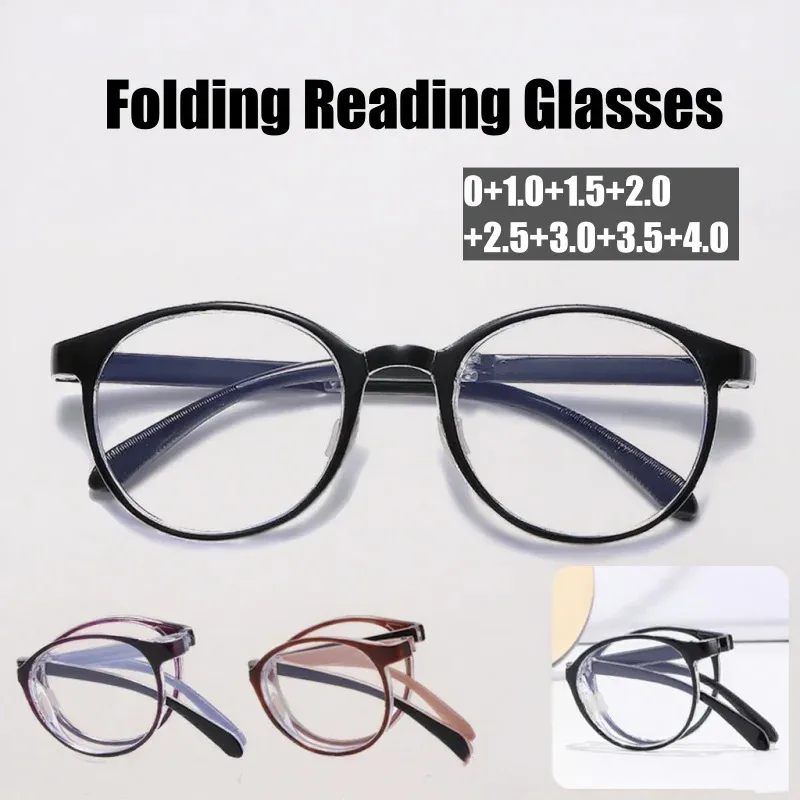 Outdoor Tragbare Falten Lesebrille für Männer Frauen Ultraleicht Runde Rahmen Weit Sicht Brillen Damen Retro Presbyopie Brille