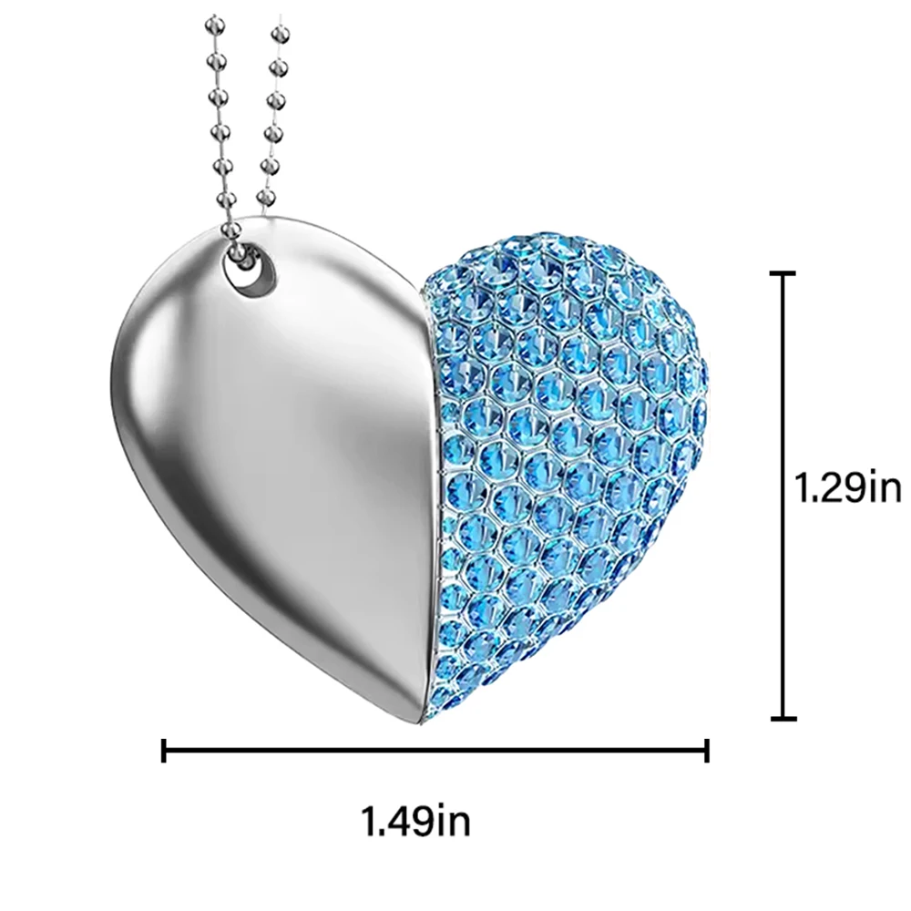 Heart Crystal USB Flash Drive 128GB Free Key Necklace Memory Stick 64GB 100% Real Capacity USB Flash Drive 32GB Business Gift