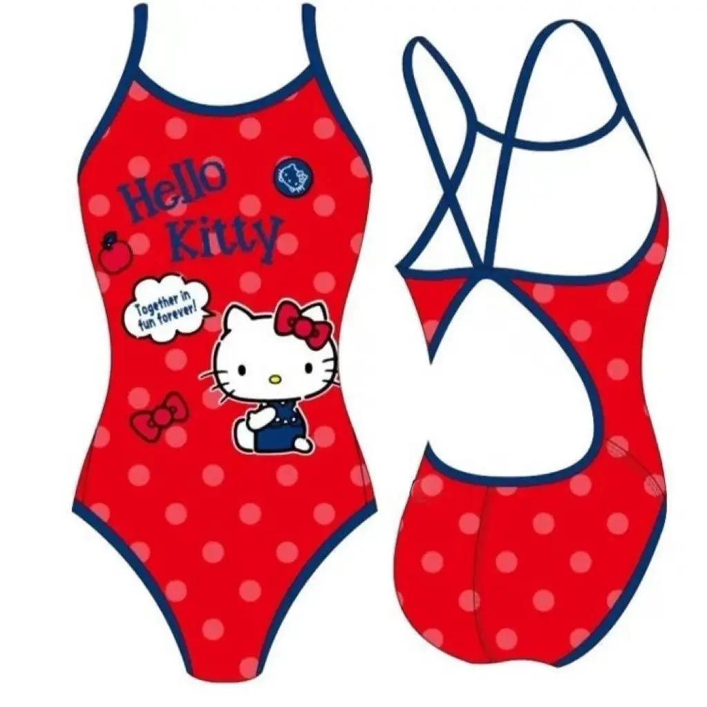 Sanrio Hello Kitty Sexy Swimwear Cartoon Anime High Cut Bodysuit Backless Swimsuit Kawaii Y2k Slim High Waist Swim Wear For Part