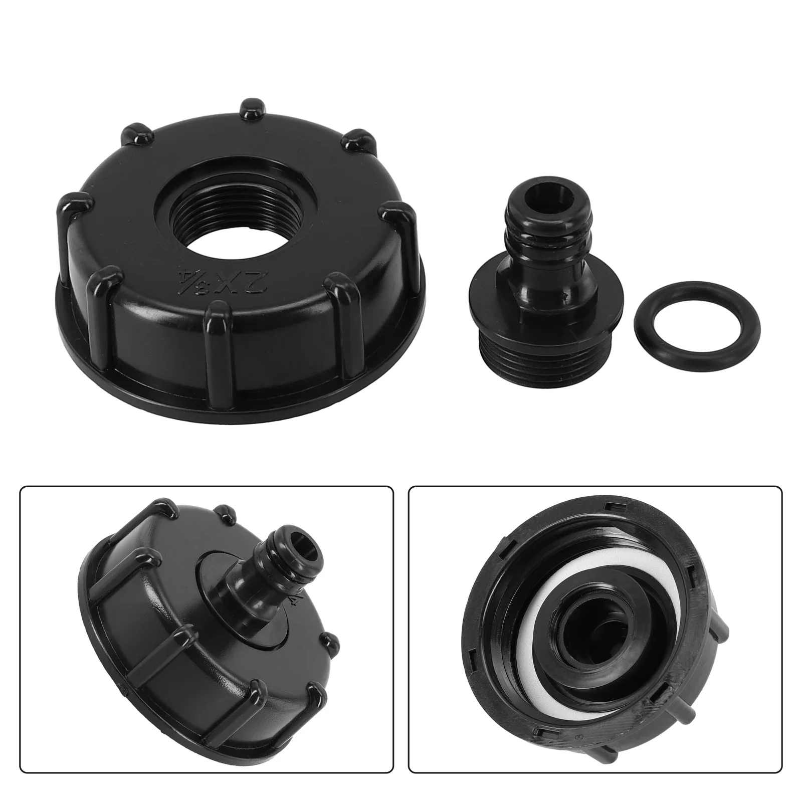 IBC Water Tank Faucet Plastic 60mm Coarse Thread Adapter For 1000L Container With Threaded Cap Hole And Hose Connection