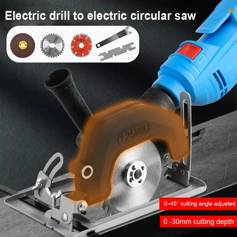 

Portable Cutting Machine Electric Drill Converter Into Electric Circular Saw 45° Cutting Angle Adjusted Power Tools Adapter