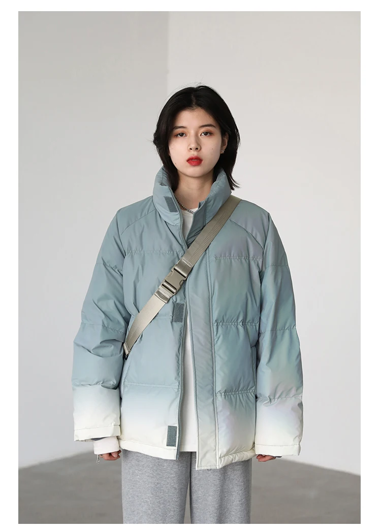 CHIC VEN Women's Down Coat Reflective Gradient Thickened Women Bread Coats 90 White Duck Down Jacket Warm Overcoat Winter 2024