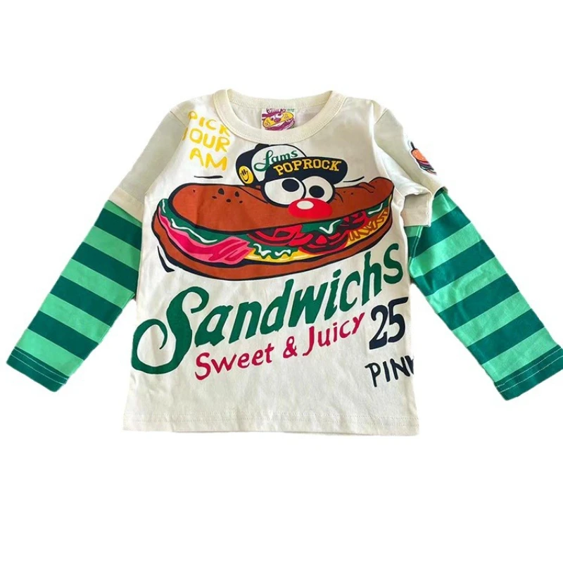 

2025 Summer Clearance Vacation Two piece T-shirt Children's Long sleeved T-shirt Trendy Burger Vacation Two piece Long sleeved T