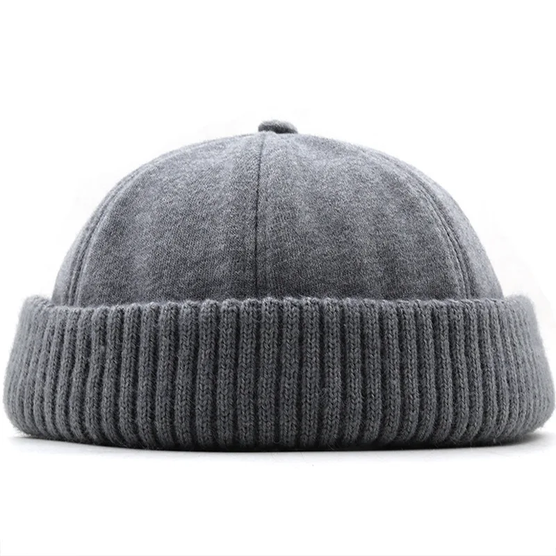 Knitted Beanies Women Men Warm Thick Winter Hat Fashion Docker Sailor Biker Cap Vintage Brimless Hat