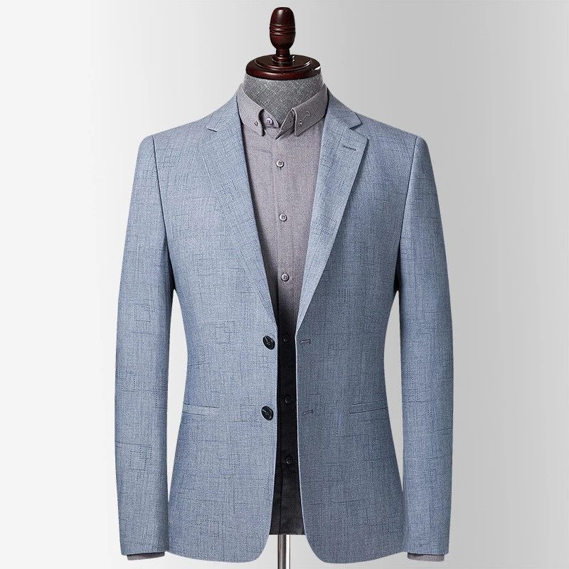 

Gray Plaid Slim Fit Thin Men's Casual Suit Korean Style Small Suit Male Outerwear Long Sleeve I.T Brand Ethnic Clothing
