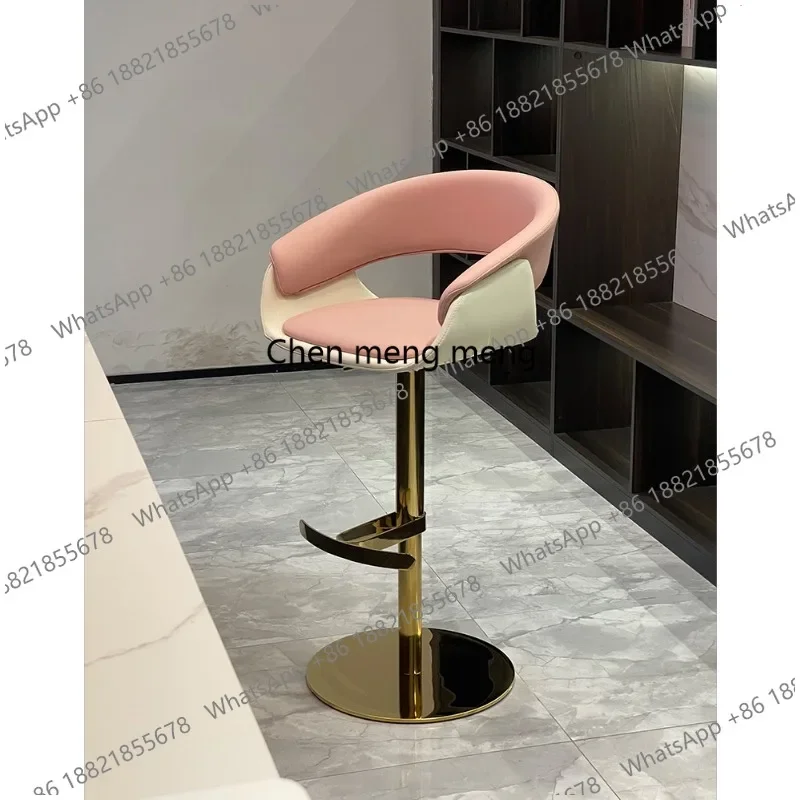 D80 Italian leather bar chair lifting rotating bar chair household light luxury high stool stainless steel island chair