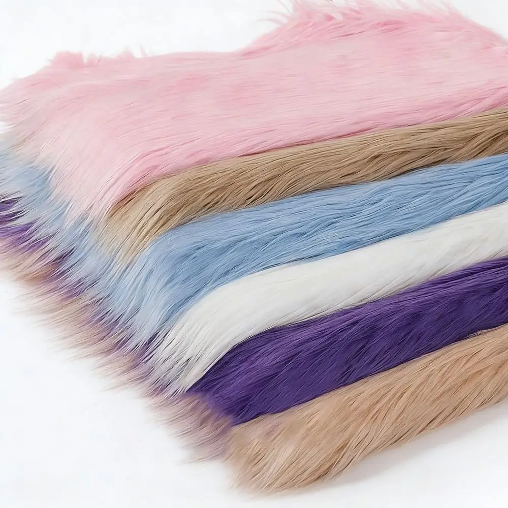 Sewing Accessories 25x45cm Long Faux Fur Fabric 9cm Long Solid Color Long Hair Fabric Fur Material For Animal Suit