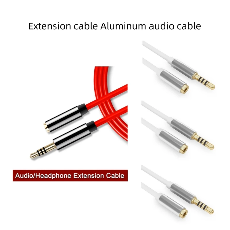 1 Uds cable de extensión de auriculares de teléfono cable de audio de aleación de aluminio altavoz de 3,5mm cable de extensión de conexión macho a hembra 1/2/3m