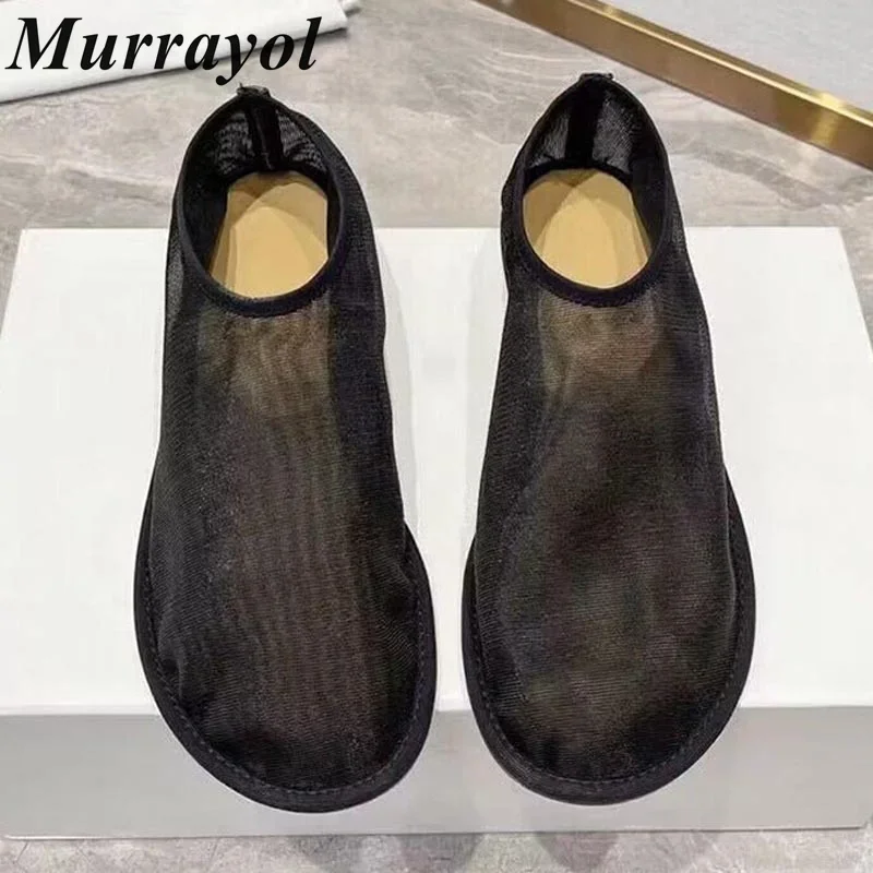 Lazy Loafers Round Toe Flats Women Mesh Ventilation Solid Color Ballet Shoes Summer Lightweight Vacation Shoes Single Shoes