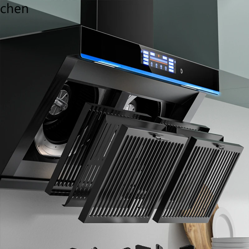 LXC Dual Motor Range Hood Frequency Conversion Large Suction Fume Separation Household Kitchen Side Smoke