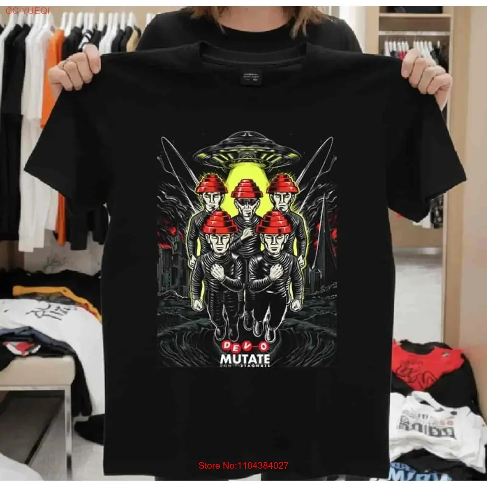T-shirt Devo Mutate Dont Stagnate Tour 2026 vintage délavé légèrement graphique unisexe respirant homme élégant doux