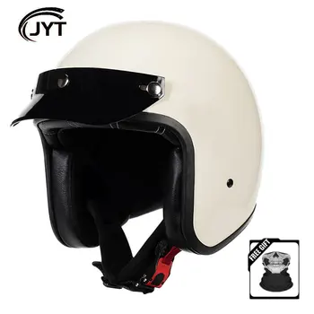 Vintage 3/4 Open Face Helmet Cascos Para Motos Jet Style Helmets DOT Approved Retro Motorcycle Helmet Unisex Four Seasons