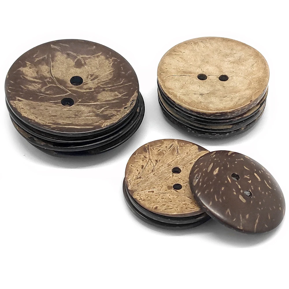 10-50mm 2 Holes Natural Eco-friendly Coconut Shell Wood Button For Clothing DIY Children Scrapbook Decorative Sewing Accessories