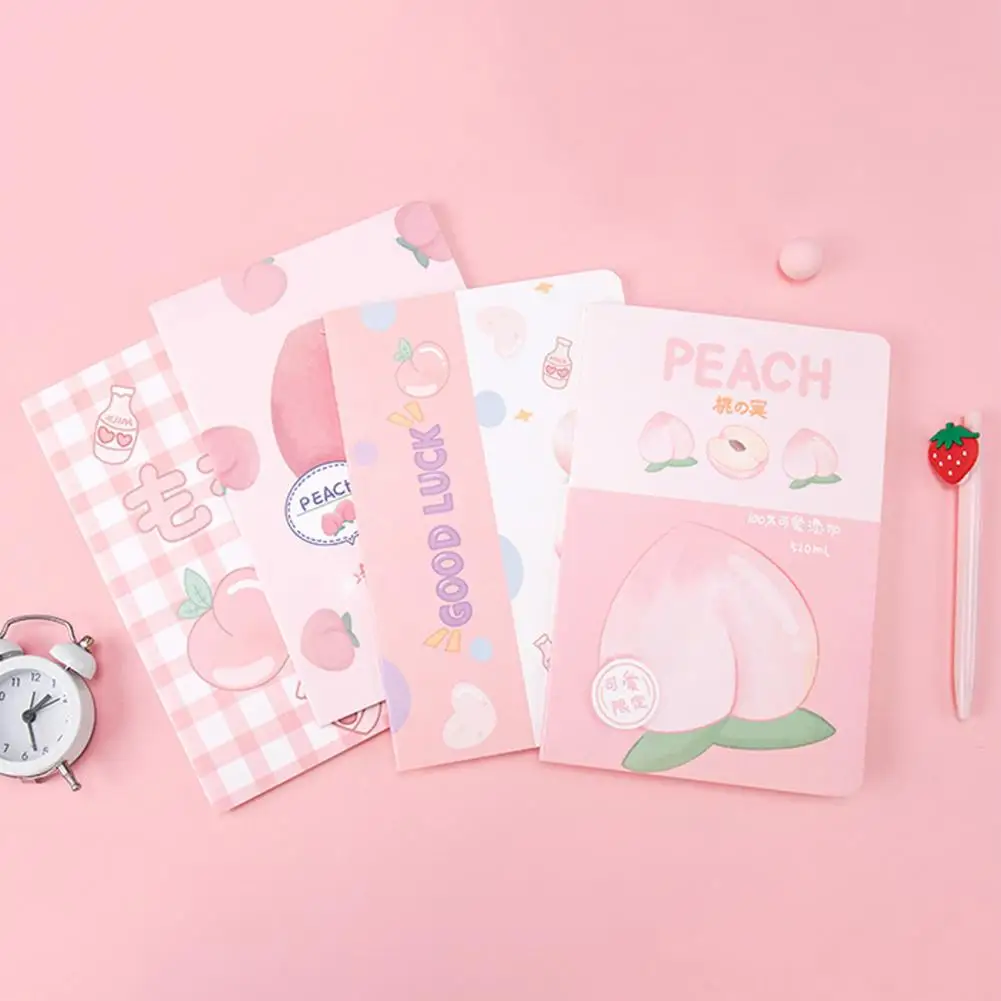 4Pcs A5 Notebooks Smooth to Write Cartoon Pattern Cover Portable Paper Mini Notepads for Students