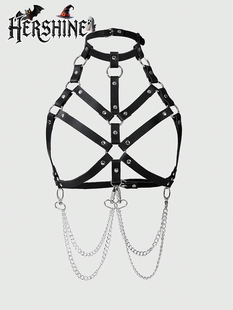 HERSHINE Set da 1 pezzo di decorazione a catena nera da donna, tracolla Y2K, gotico scuro, accessori per Halloween, accessori per il sesso da discoteca