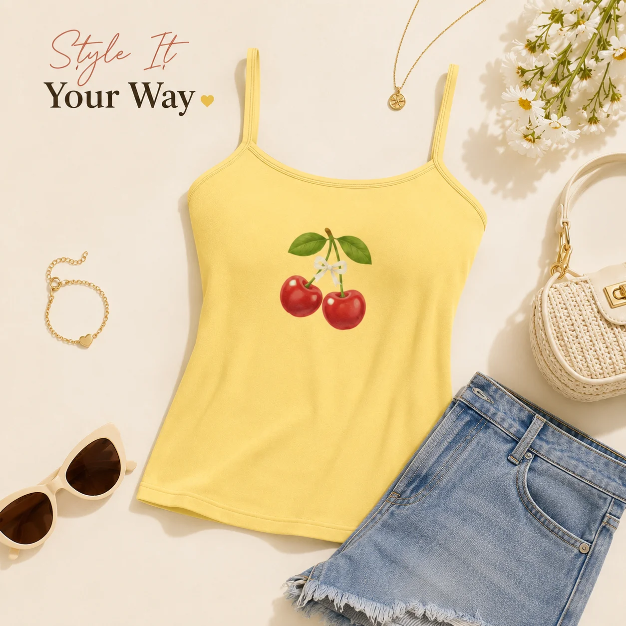 Personalized Women's Cami Top Custom Design Slim Tank Vest Adjustable Strap Sleeveless Shirt Summer Fashion Casual Basic Wear