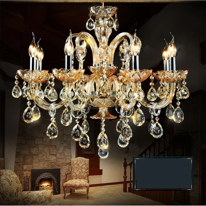 KARLOS Luxury Candle Chandelier Modern Amber LED Lighting Creative Decorative Fixtures For Home Living Dining Room Bedroom