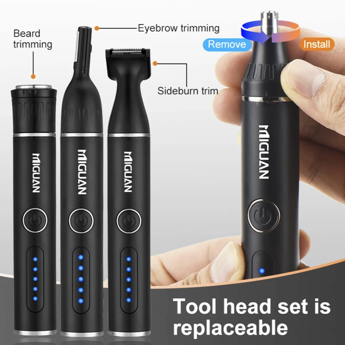 Man Body Trimmer Grooming Kit 4IN1 Multi-Functional Trimmer for Nose,Beard,Eyebrow,Private Area Hair Trimmer Personal Care Tools image 3