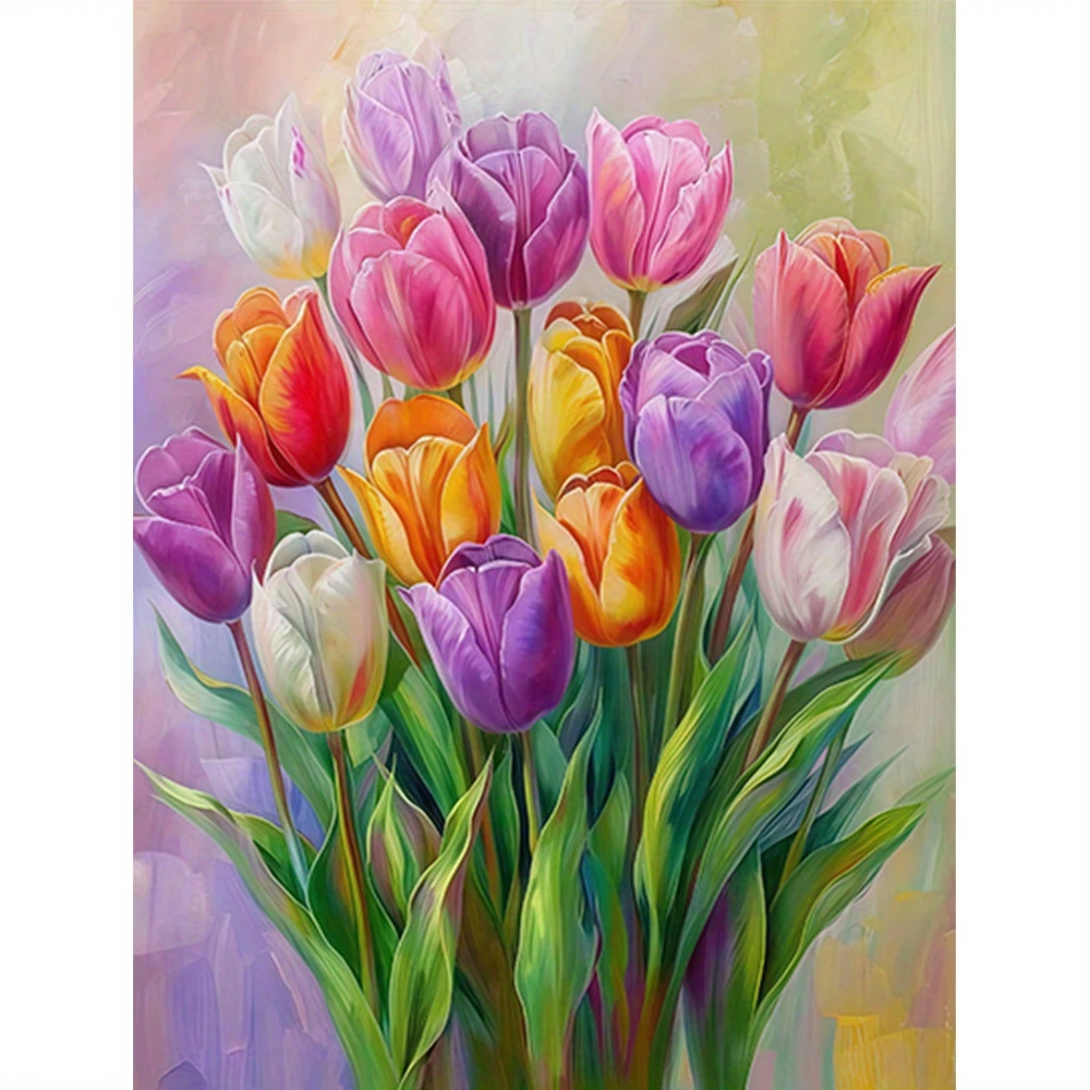 

500/1000/1200/2000 PCS Jigsaw Puzzles A Bouquet of Tulips Family Activity Games for Bedroom Gameroom Home Decor Gift