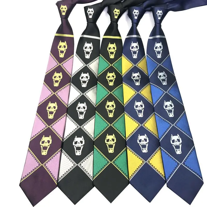 Anime Kira Yoshikage Cosplay Ties Pendant Kujo Jotaro Neck Tie Props Fashion Necktie