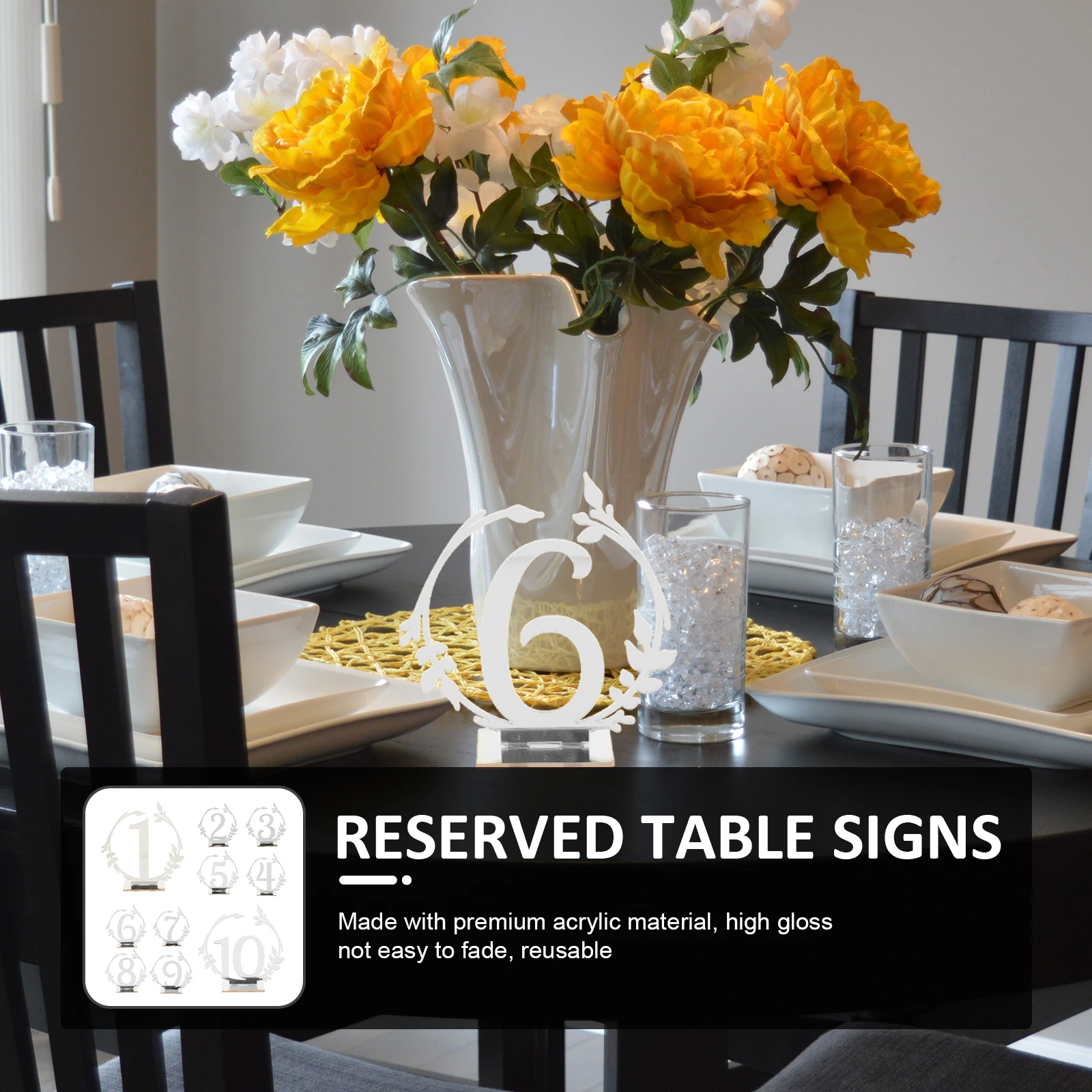 

10Pcs Acrylic Table Number Signs Premium Reserved Seating Cards for Weddings Banquets Restaurants Decorative Wedding Table Signs