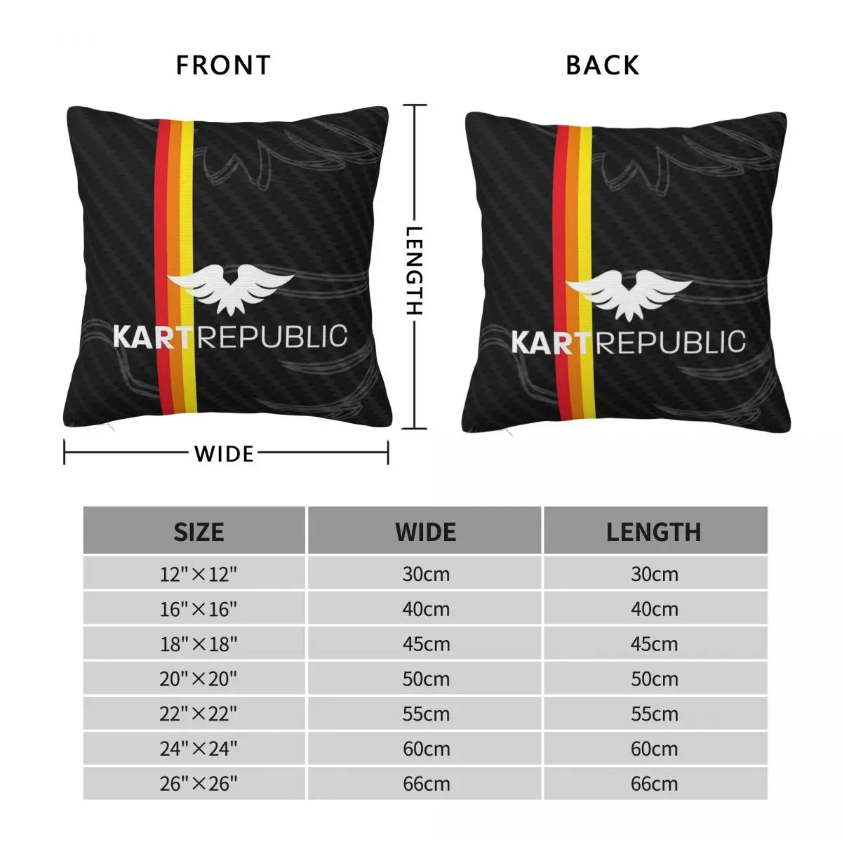 Kart Republic Racing Carbon Square Pillowcase Polyester Linen Velvet Printed Zip Decorative Pillow Case Home Cushion Case