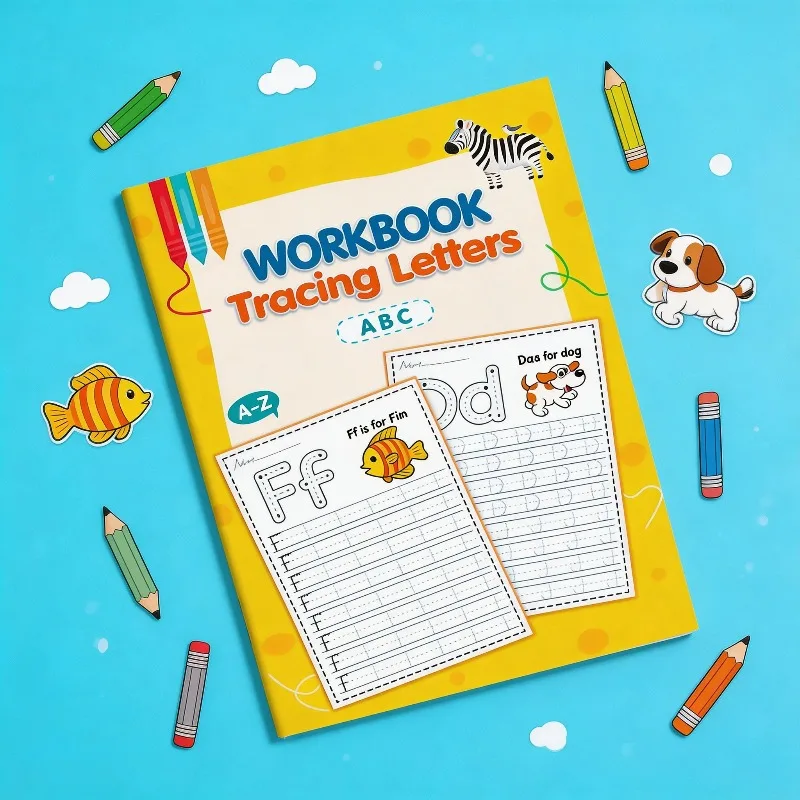 

32 страницы, детская тетрадь для прописывания букв, с милыми иллюстрациями, увлекательная тетрадь для обучения письму, тетрадь для занятий, тетрадь для копирования.