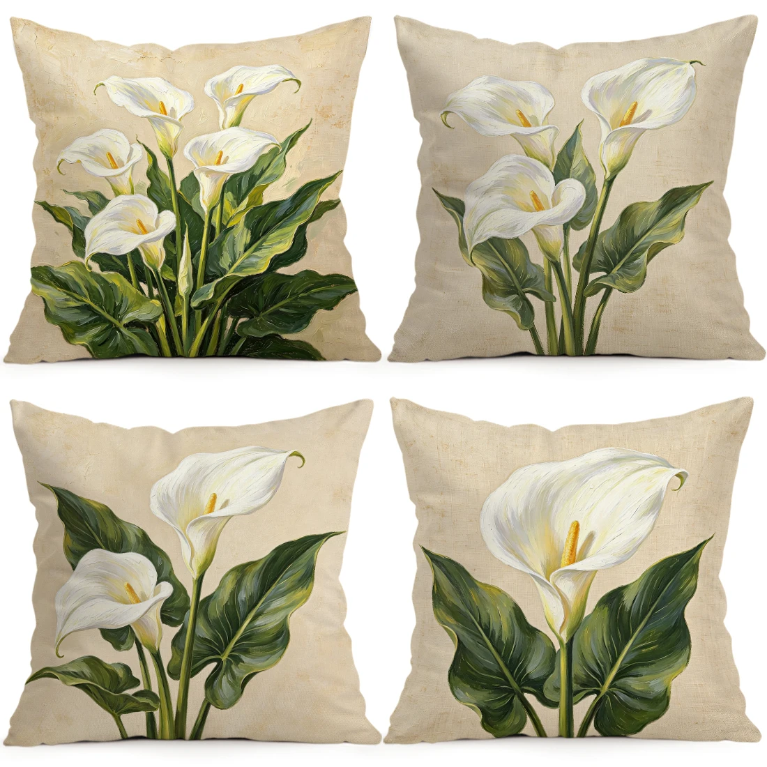 1/4pcs White Horseshoe Lotus Cushions Pillowcase Polyester Cushion Cover Throw Pillow Pillowcover Home Car Sofa Decor