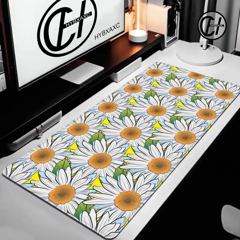 Daisy Chrysanthemum Mouse Pad Cute HD Desk Pad Extended Gaming Keyboard Mats Large 120x60cm XXL Gamer Mousepad