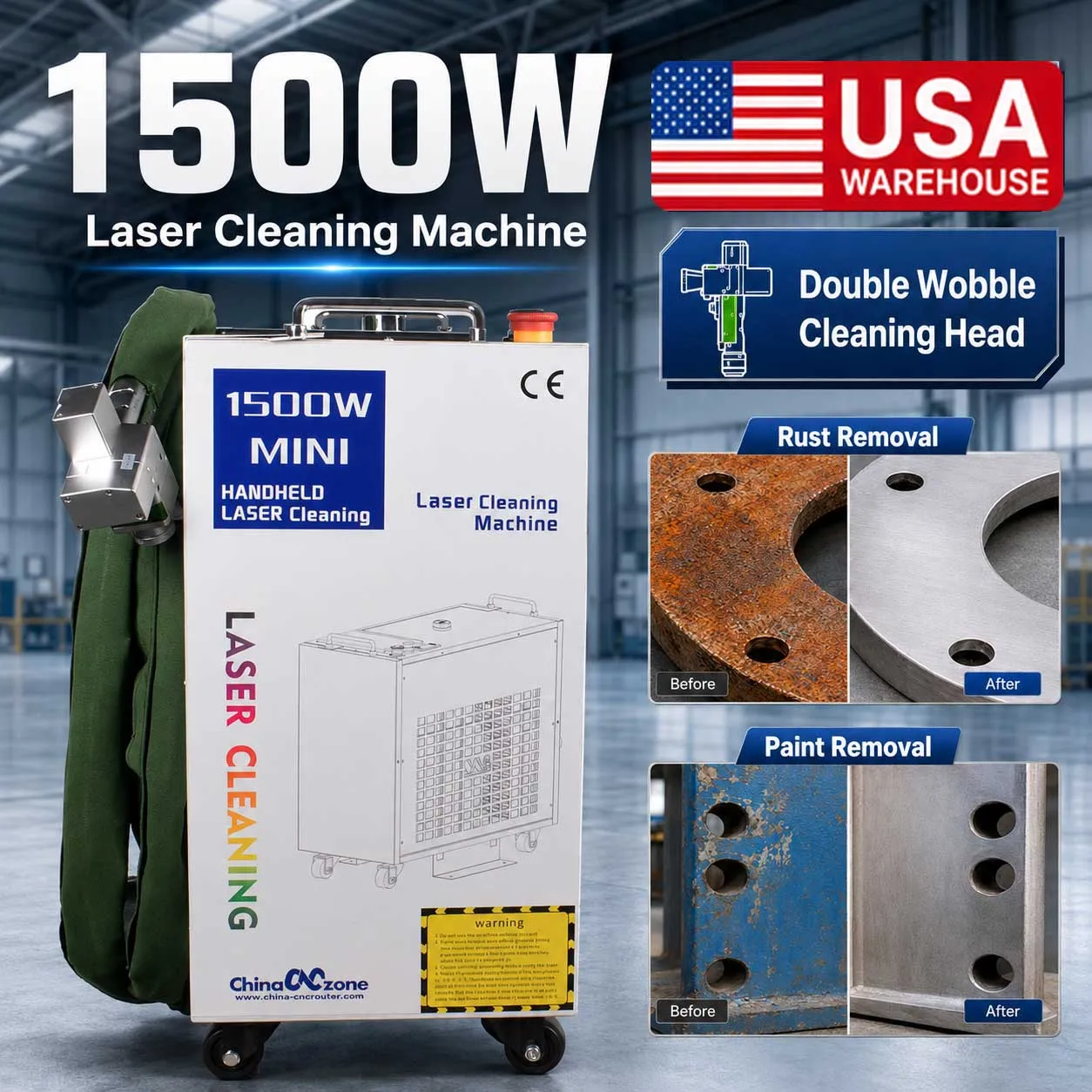 1500W Laser Cleaning Machine RELFAR Continuous Laser Double Pendulum Cleaning Machine for Industrial Metal Rust Oil Removal 9 Modes US Shipping