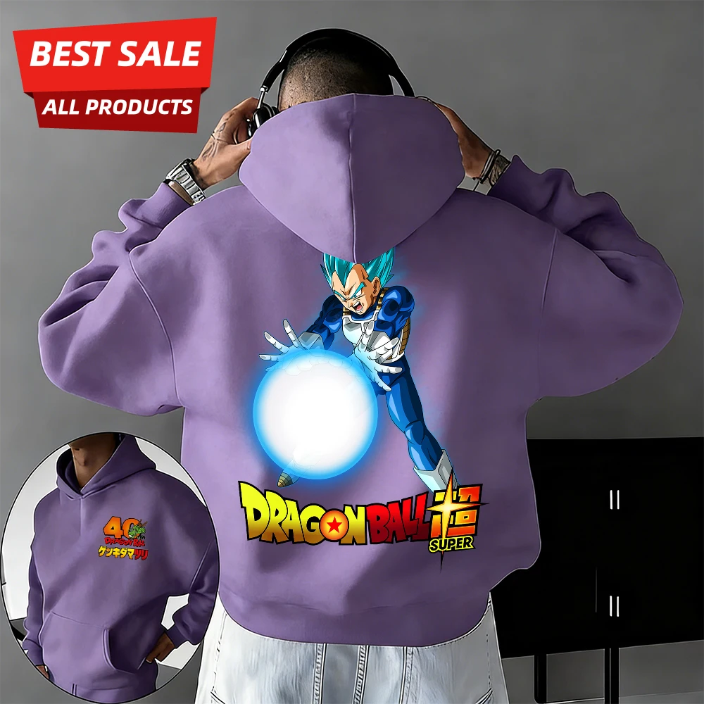

2026New Autumn/winter Dragon Ball 40th Anniversary Wukong Super Saiyan 100% Cotton Anime Printed Hoodie Extra Size Casual Unisex